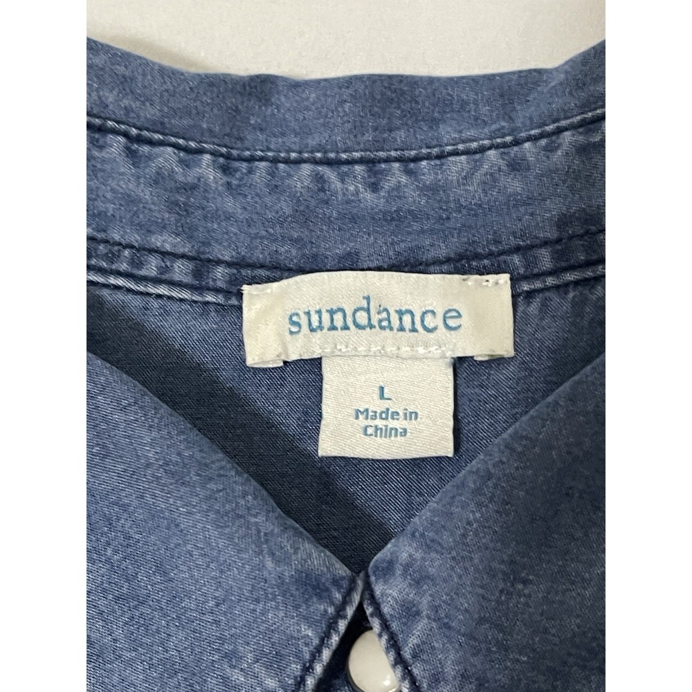 Sundance Catalog TESSA Chambray Sz Large Shirt Pearlized Button - Picture 2 of 7